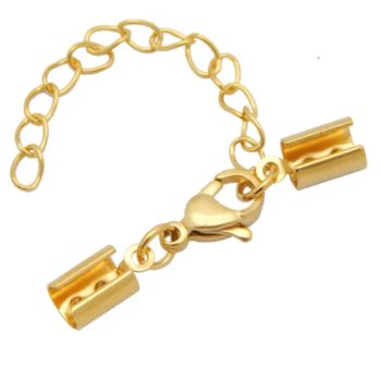 DIY Jewelry Bracelet Necklace Rope Ring Gold Stainless Steel Wax Clip Leather Rop End Cap Cord Bucket Lobster Clasp Set - Dongguan Hongsheng Craft Gifts Co., Ltd. - China