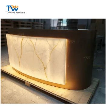 Commercial Customized Luxury Onyx Marble LED Curved Office Furniture Reception Desk with Factory Price - Shenzhen Topone Furniture Co., Limited - China