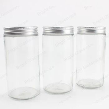 Cylinder Beans Snacks Glass Food Storage Container Jar with Metal Lid Sealed - Shenzhen Bright Glassware Co., Ltd. - China