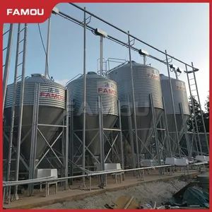 Pig Raising Equipment Hopper Galvanized Steel Plate 1000 Ton Wheat Grain Hopper Silo for Automatic Poultry Feeding System - Qingdao Famou Machinery Co., Ltd. - China