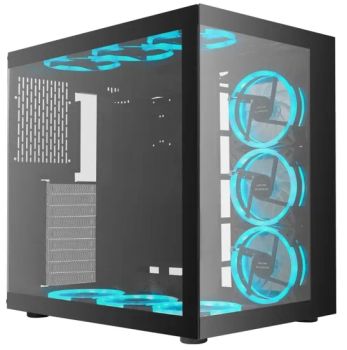 Transparent ATX MID-Tower Desktop Computer PC Gaming Case Tanslucent Tempered Glass Panels with 9 PCS 120mm LED RGB Fans Pre-Installed with Cooling Fans - AHCOF NEOCHAINS HOLDINGS CO.,LTD - China