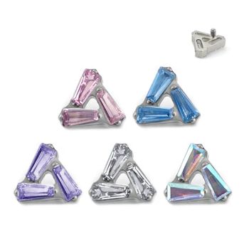 Fashion Piercing Jewelry Titanium 3 Baguette CZ Triangle 16g Labret Wholesale - Dongguan Jiang Titanium Jewelry Co., LTD - China