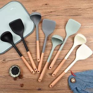 Hanging Non-Stick Silicone Spatula and Soup Ladle with Wooden Handle for Kitchen Cooking - Fuzhou Green Life Technology Co., Ltd - China