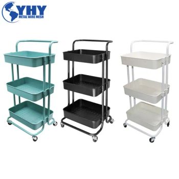 3 Tier Storage Rack Trolley Cart Home Kitchen Organizer Utility Baskets Black - Anping Ying Hang Yuan Metal Wire Mesh Co., Ltd. - China