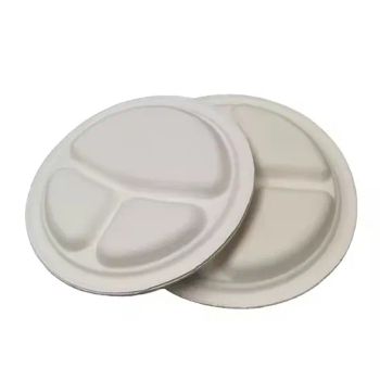 Compostable 10 Inch Dinner Plates 3 Compartment Disposable Sugarcane Bagasse Paper Plates Trays with Dividers for Party - Anhui Herten Environmental Protection Products Co., Ltd. - China