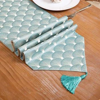 Luxury High Quality Jacquard Sector Tassel Table Runner Living Room Meeting Room Table Runner - Shaoxing City Xinlan Textile CO., LTD. - China