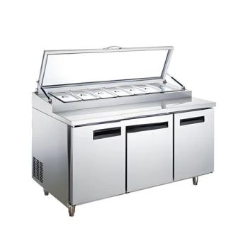 Commercial Pizza Salad Bar Fridge Glass Top Table Refrigerator Freezer - HeCheng Co., Ltd - China