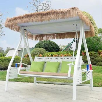 New Simulated Straw Canopy Aluminum Frame Rustproof Outdoor Patio Swings Bed - Guangxi Shangzhifan Furniture Co., Ltd. - China