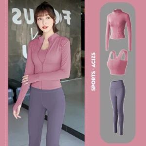 Wholesale Custom 3 Piece Set Matching Winter Sports Sweat Suits for Woman, Cute Long Sleeve Tracksuits Slim Fit Zip up Jacket Top + Yoga Pants Jogging Suits - DONGGUAN TIANCHEN GARMENT TECHNOLOGY CO., LTD. - China