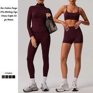 Factory Price Womens Premium Soft and Stretch Workout Clothing Set for Women, 5PCS Matching Yoga Fitness Outfits Casual Paddle Tennis Golf Activewear - Dongguan Tianchen Garment Technology Co., Ltd. - China