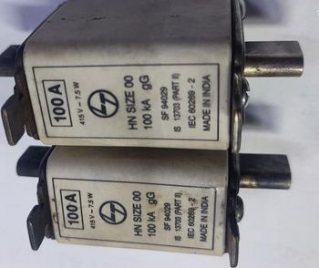 L And T Make Hrc Fuse Link, White, 415VAC Power 100A Color White Brand L & T Voltage 415VAC Material HRC fuse Fuse Voltage - I Gate Electrical & Electronics Systems - India