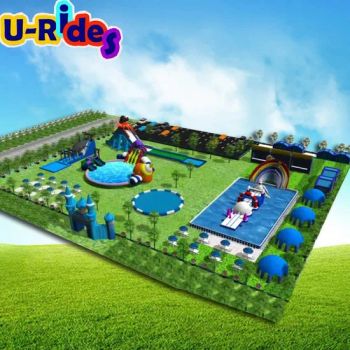 Amusement Theme Park Customized Large Inflatable Water Park with Water Slide with Pool on the Ground - Guangzhou U-Rides attraction Co.,Ltd - China