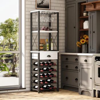 Vintage Industrial Wine Cabinet Storage with Glass Rack, Drawer Organizer - Weifang Fine Life Household Products Co., Ltd - China