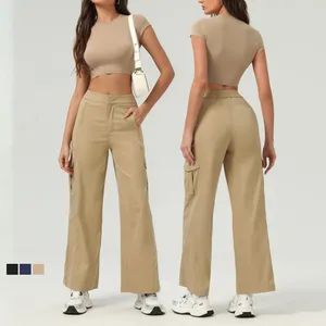 Women's Casual Summer Active 2 Piece Outfits Short Sleeve Crop Top Wide Leg Cargo Pants Fashion Trendy Leisure Sports Wear - Dongguan Ume Trade Co., Ltd. - China