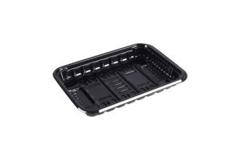 Black and Transparent Pet Plastic Fresh Fruit Vegetable Packing Tray Stackable Perfect Quality Fresh Food Packing Tray - Henan First Rise Technology Co., Ltd - China