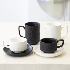 Creative Ceramic Drinkware Ceramics Cappuccino Mug Stone Pattern Ceramic Cup&Saucer - Shanxi Midas Industrial Co., Ltd. - China