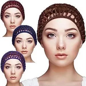 Women's Mesh Sleeping Hair Nets Crochet Cap Solid Color Snood Sleeping Night Cover Turban Hat Casual Knitted Crochet Skull Caps - Guangzhou New Apparel Trade Company Limited - China
