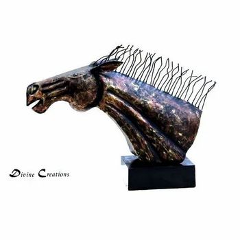 Polished Iron Table Decor Handicrafts Horse Face Material Iron Finish Polished Usage Home Decoration Brand Divine - Divine Creations - India