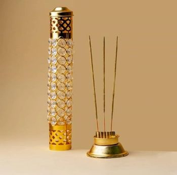 Brass Incense Holder, For Puja Size 7inch Color Golden Weight 200gm Material Brass Finish Polished Usage/Application - Larko India - India