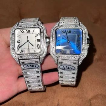 Steel Wrist Watch with Vvs Moissanite Diamond Man Wristband Silicone Bracelet Smart Mozambique Mens Fashion Iced out Automatic Watches Mens Moissanite Watch - Anqing Fuyao E-Commerce Co., Ltd. - China