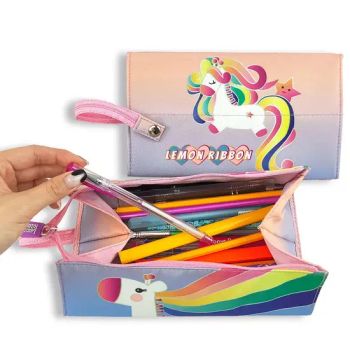 Hot Sales New Fashion Students Gifts Cute Stationery Folding Pencil Pouch Bag Rainbow Color Girls Pencil Cases - Ningbo Yinzhou Wenhui Paper Co., Ltd. - China