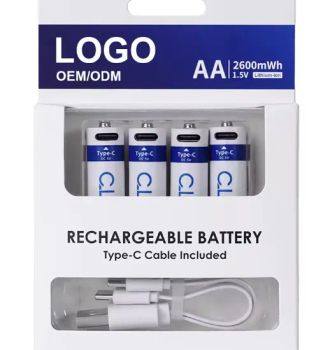 USB Type-C Rechargeable 1.5V Lithium Ion Battery AA Size 2600mwh for Home Use, Toys, Electronics Compatible with Lr6 Hr6 Am3 - NANJING RUIZHI INDUSTRIES LTD - China