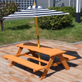 Kids Wooden Picnic Table Outdoor Activity Table with Adjustable Umbrella - Heze Zhongran Woodware Co., Ltd - China