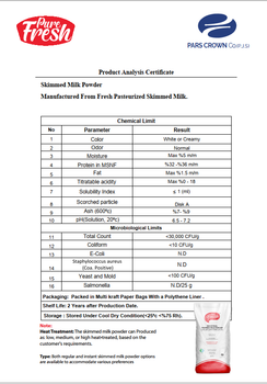 Skimmed milk powder Odor Normal Shelf Life 2 Years E Coli Presence N.d Color White Or Creamy Solubility Index ≤1 Ml Fat Content Max 1.5% - Onedera.co - United Arab Emirates