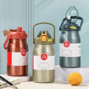 800ml/1000ml/1300ml Stainless Steel 316 Vacuum Flasks Large Capacity Sports Water Bottle Travel Cups with Straw - Market Union Co. Ltd. - China