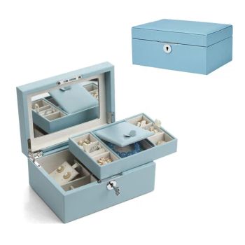 New Hot Selling Fashion Luxury Big European High End PU Leather Double-Layer Travel Storage Ring Pendant Jewelry Storage Box - Wenzhou Sunray Technology Co., Ltd. - China