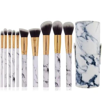 10PCS Professional Cosmetic Tools Pink Marble Handle Makeup Brush Kit with Barrel - Skylark Network Co., Ltd. - China
