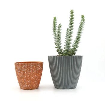 Simple Nordic Retro Cement Vertical Pattern Planter Desktop Pot Green Plant Pots - Market Union Co. Ltd. - China
