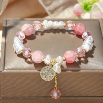 Pearl Charm Stretch Bracelets Bohemian Pink Crystal Beaded Bracelet - Shenzhen Marvel Electronic Co., Ltd. - China