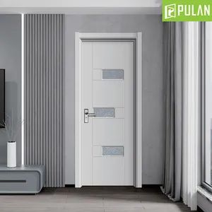 Interior Latest Design Decorative Frosted Glass PVC Finishing Solid Wood Core MDF Wooden Flush Door for Offices or Home - Shanghai Pulan Decoration Co., Ltd. - China
