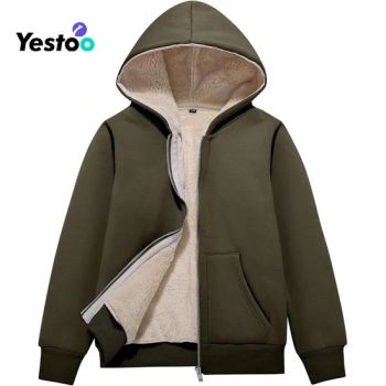 Unisex Boys Girls Sherpa Lined Fleece Jacket Hoodie Kids Warm Winter Zip up Hooded Sweatshirt Jackets Coat 5-15y - Amoy Yestoo Apparel Co., Ltd. - China