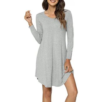Nightgowns for Women Soft Long Sleeve Nightgown Stretchy Nightshirts Sleep Dress - Hangzhou D&H Textile Co., Ltd. - China