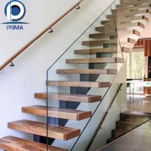 Prima Floating Staircase with Wood Tread Invisible Stringer Straight Stairs Modern Home Indoor - Shenzhen Prima Industry Co., Ltd. - China