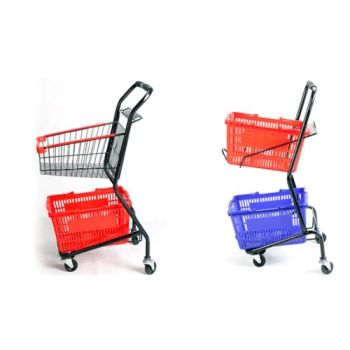 Supermarket Shopping Trolleys with Plastic Baskets Origin Wuxi Condition New Trademark HSD Folded Unfolded Model NO. HSD-SBC - Jiangsu Bengu Metal Co., Ltd. - China