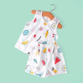Summer Kid Children Loungwear Print Sleeveless Vest Shorts Short Set - Tong Lu Spring River Knitting Group Co., Ltd. - China
