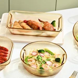 Diamond Round Square Shape Colored Bakeware Glass Bake Pan for Food Fish Fruit Sala Kitchen Supplies Vegetable Salad - Tianjin Jiaming Technology Co., Ltd. - China