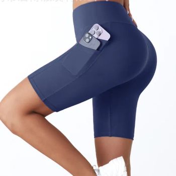 Double Pockets Cycling Short Pants Sports Workout Athletic Biker Women Yoga Shorts - Yiwu Wanshian Trading Co., Ltd. - China