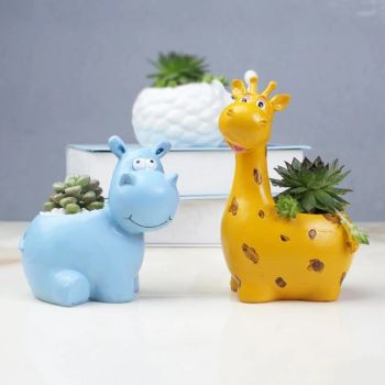Animal Succulent Cactus Flowerpot Resin Pots Hippo Giraffe Shape Planters Ceramic Wyz22038 - Ningbo Easyget Co., Ltd. - China