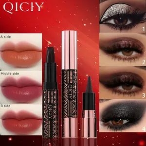 Cosmetic 6g 3 Color Lipstick + Eyeliner Makeup Set Origin China Net Content 6g Trademark QICIY Colors 2 Styles Specification - Shantou Manfen Cosmetics Co., Ltd. - China