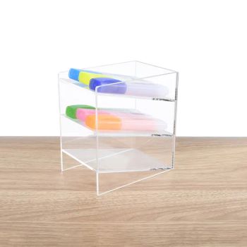 Clear Acrylic Pen Holder with 3 Layers Size Small Color Clear Origin China HS 3926909090 Style Leisure Logo Customized Model NO. - Touch Creation Technology Limited - China