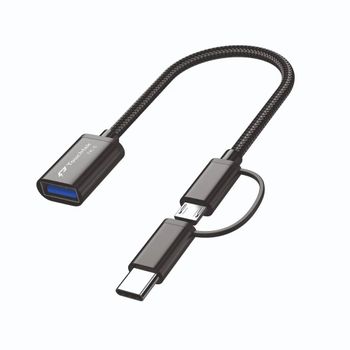 Touchtek 2 In One USB Connector Color Black Design Braided Brand Touchtek USB Type Type C Feature Smart Chip Current Rating - Accessories Hub - India