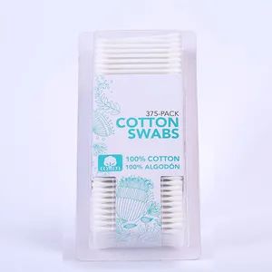 Cotton Buds 375 Pieces White Plastic Stick Cotton Swabs Blister Card Package - AIJIE COTTON SWAB LTD. - China