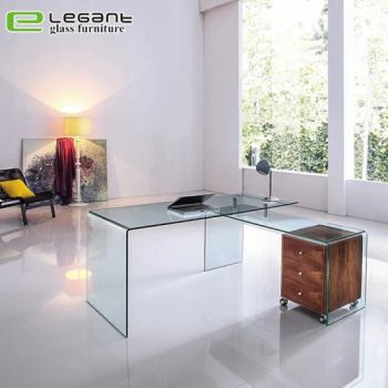 Modern Bent Glass Office Desk with Drawer - Foshan Nanhai Siweiya Glass Co., Ltd. - China