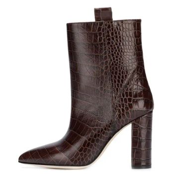 Crocodile Embossed Short Boot 2019 Women Chunky Heel Ankle Boots - Sichuan Jinyou Shoes Co., Ltd. - China