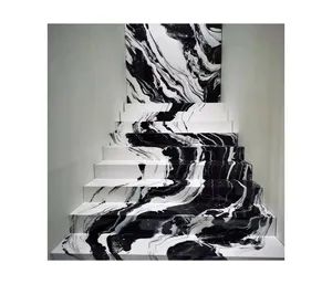 New Style Marble Anti Slip Stairs Panda White Marble Slabs Stairs Polished Marble Stairs Tiles Edge - Stone (Quanzhou) Supply Chain Co., Ltd. - China