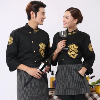 Food Service Restaurant Kitchen Uniform for Chef Long Sleeve Chef Jackets Cafe Shop Barber of Chef Uniform - LION PROMOTIONAL GIFT CO., LIMITED - China